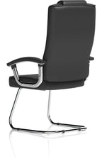 Moore Deluxe High Back Black Fabric Cantilever Visitor Chair, black leather (deluxe), another view 4