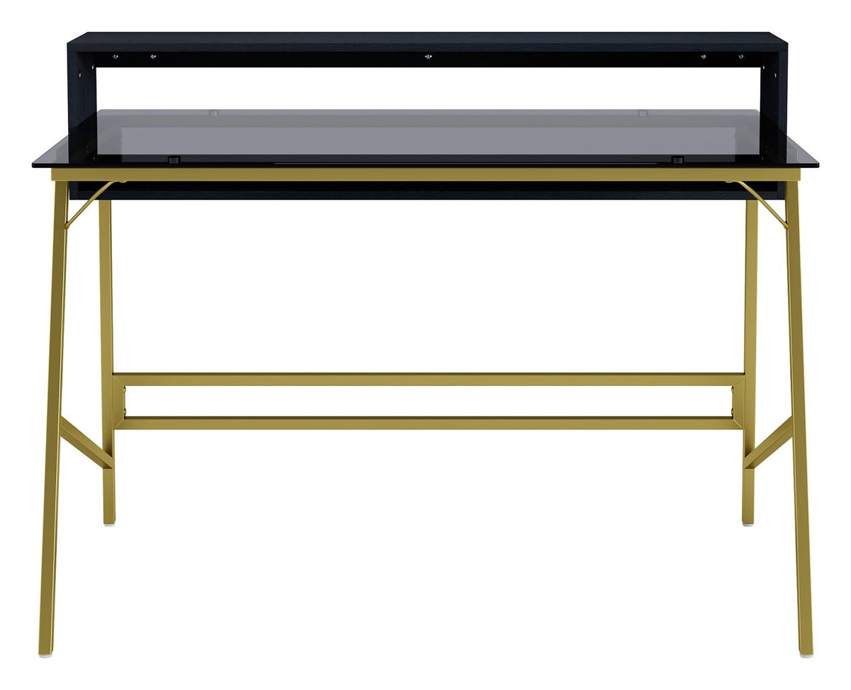 Morgan Office Desk With Smoked Glass Top, view 3