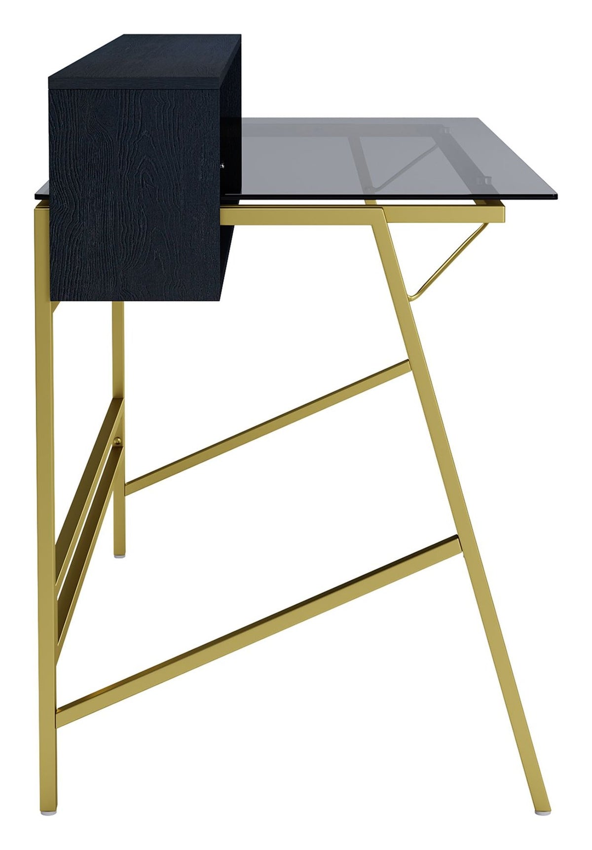 Morgan Office Desk With Smoked Glass Top, view 4