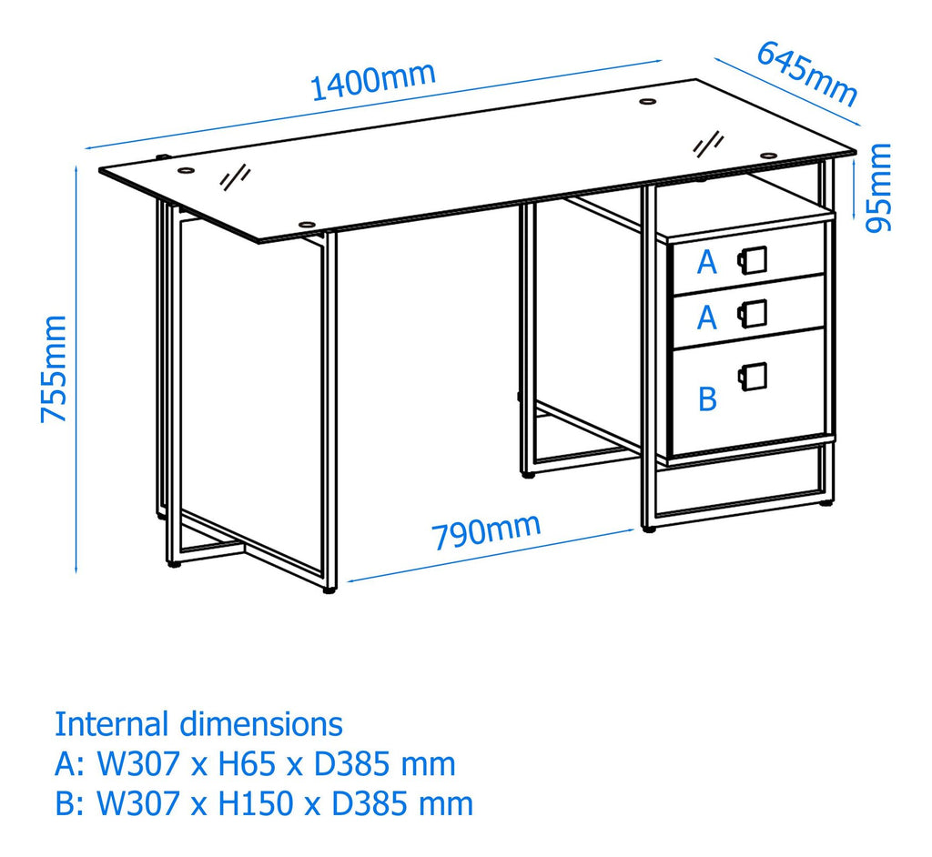 Morgan Office Desk With Smoked Glass Top, view 6