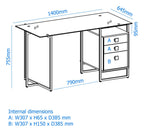 Morgan Office Desk With Smoked Glass Top, view 6