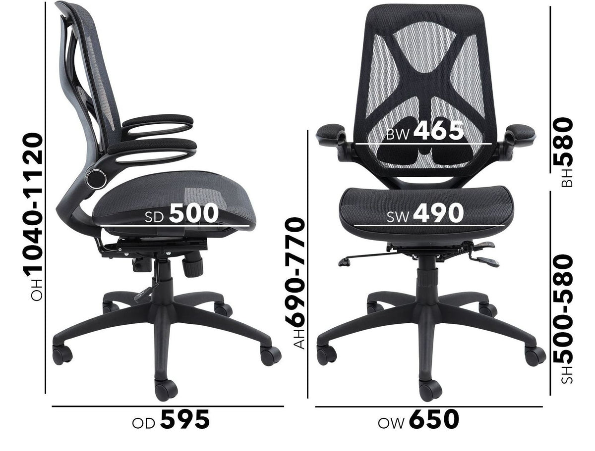 Napier Mesh Operator Chair dimensions