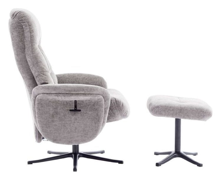 Newark Luxury Recliner with Footstool in cloud, view 3