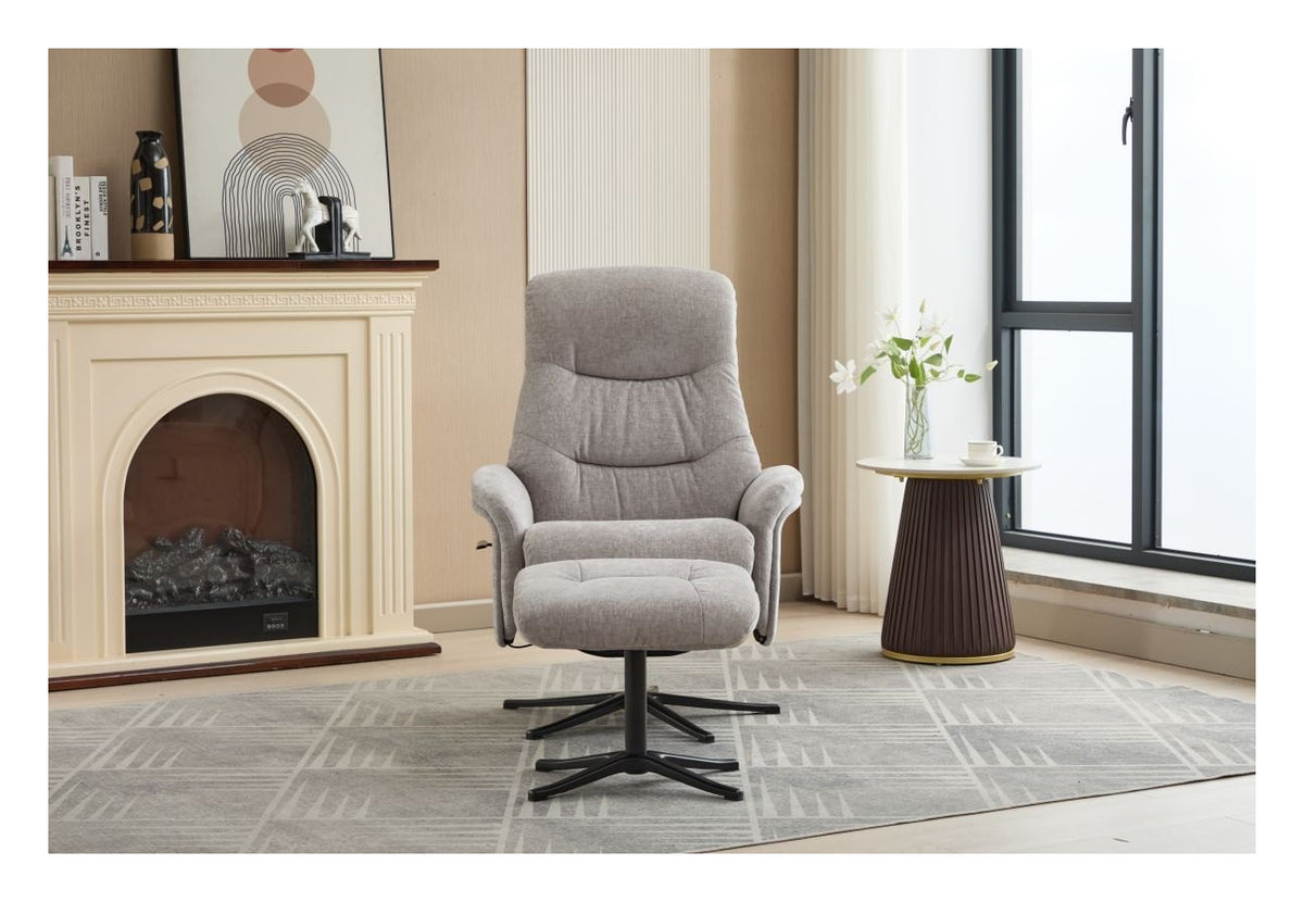 Newark Luxury Recliner with Footstool in cloud, view 4