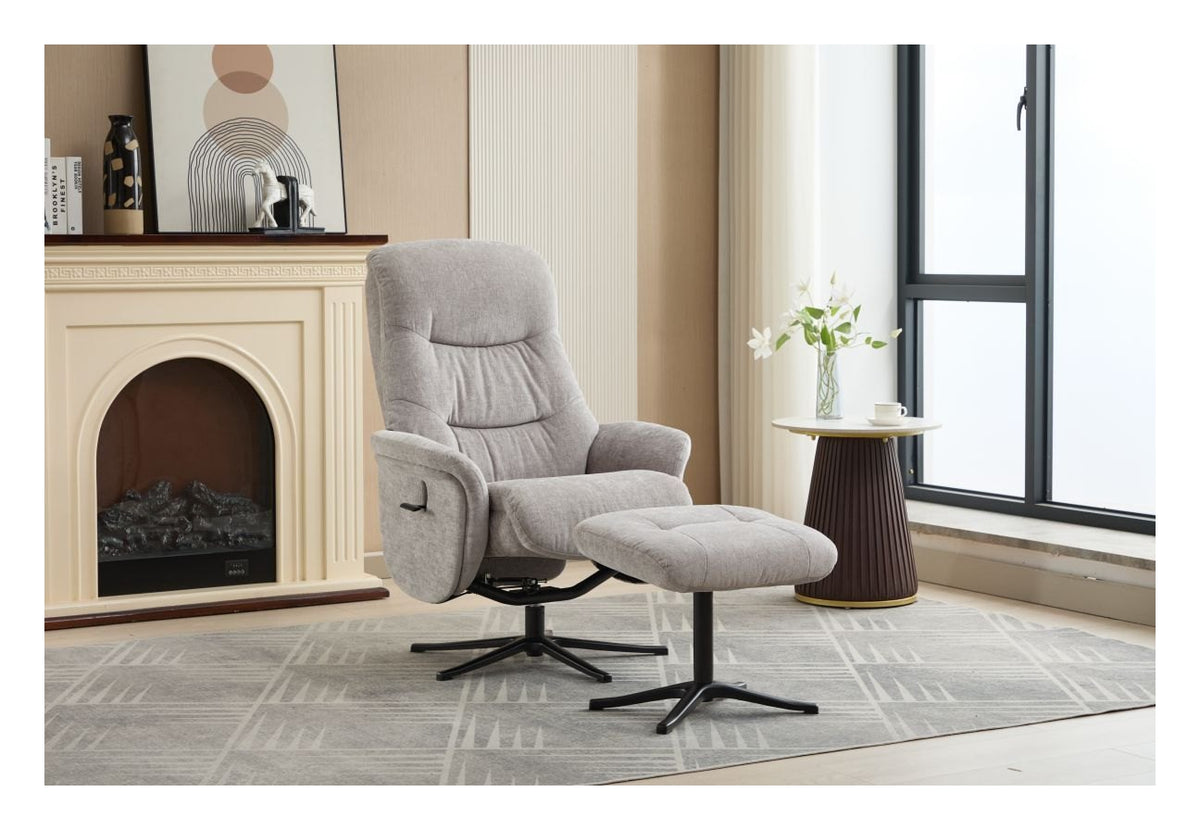 Newark Luxury Recliner with Footstool in cloud, view 5