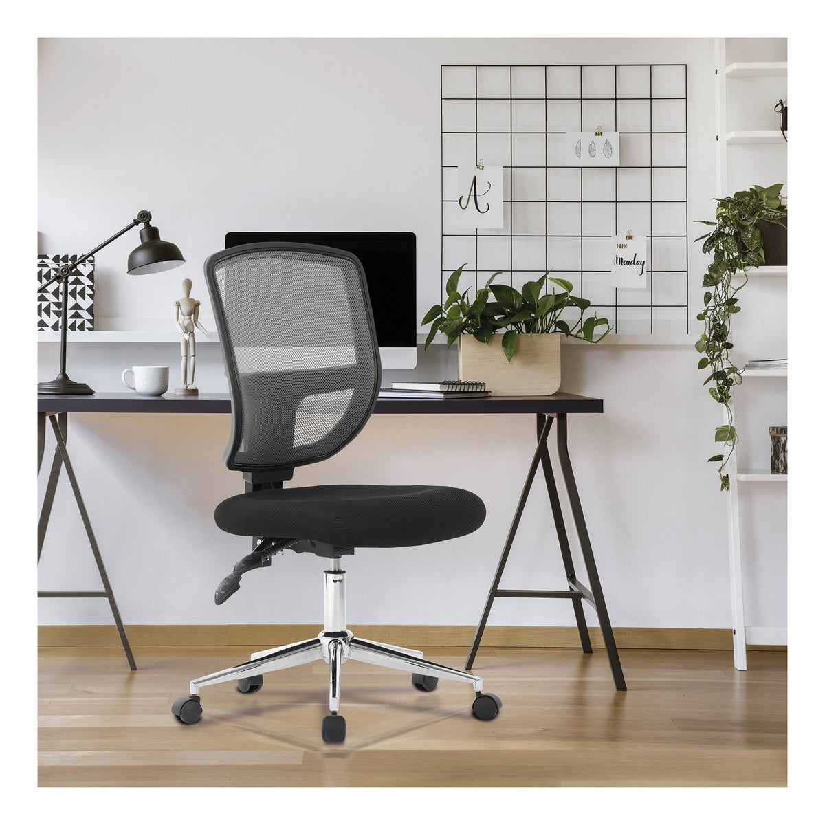 Nexus Two Tone High Back Mesh Operator Chair in black, no arms, view 8