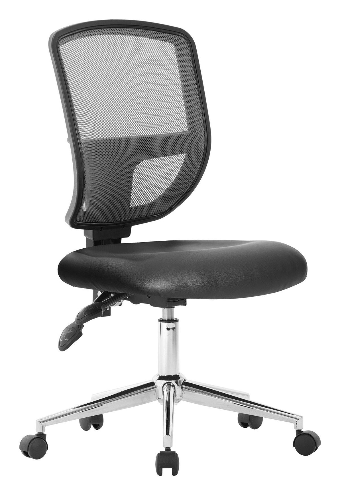 Nexus Two Tone High Back Mesh Operator Chair with Vinyl Seat in black, no arms