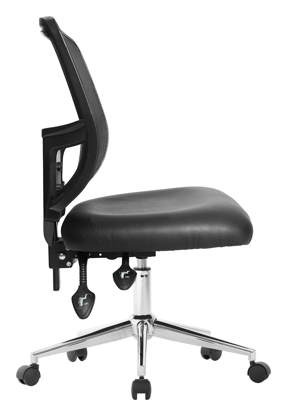 Nexus Two Tone High Back Mesh Operator Chair with Vinyl Seat in black, no arms, view 2
