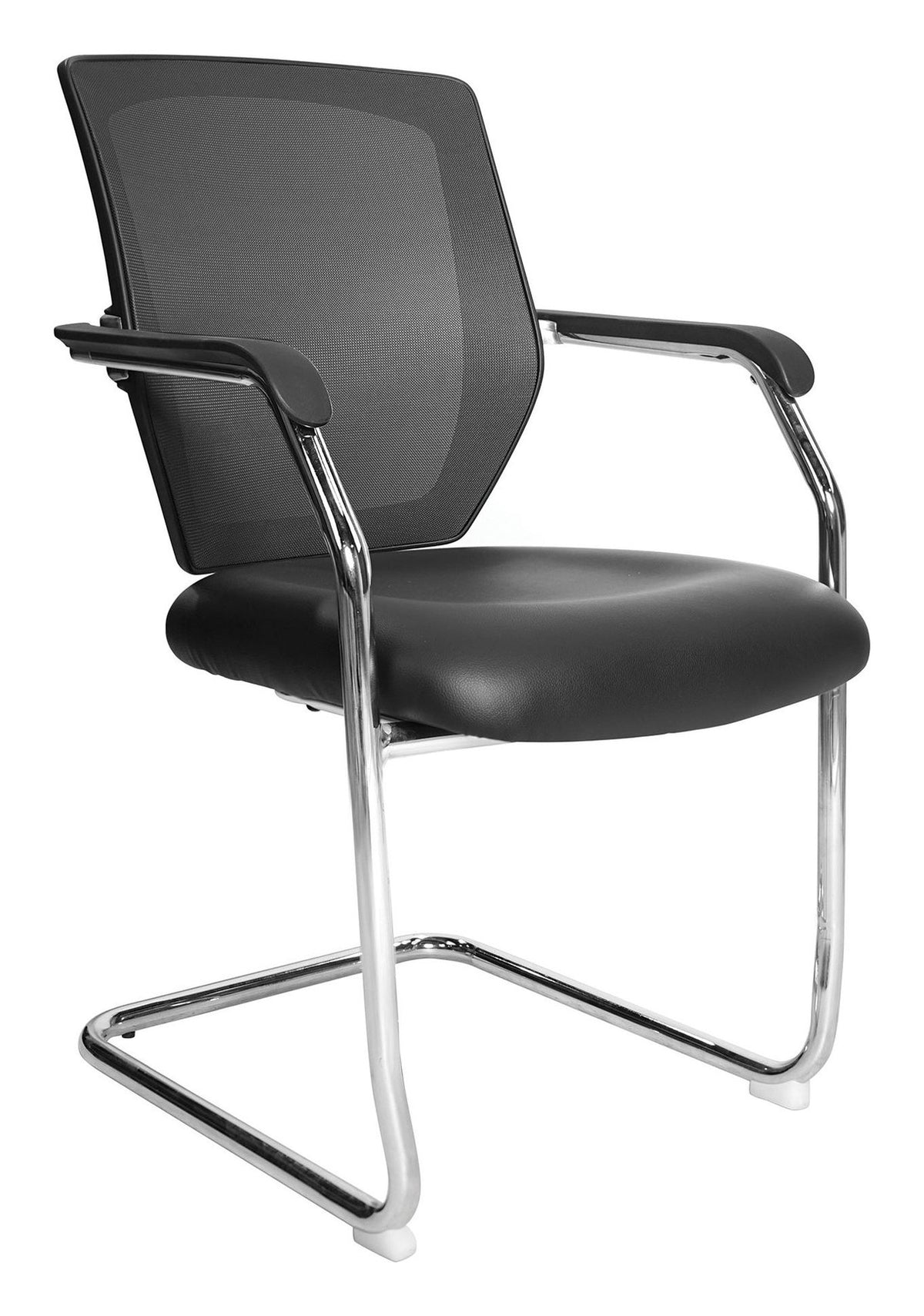 Nexus Two Tone Medium Back Mesh Visitor Chair with Vinyl Seat in black
