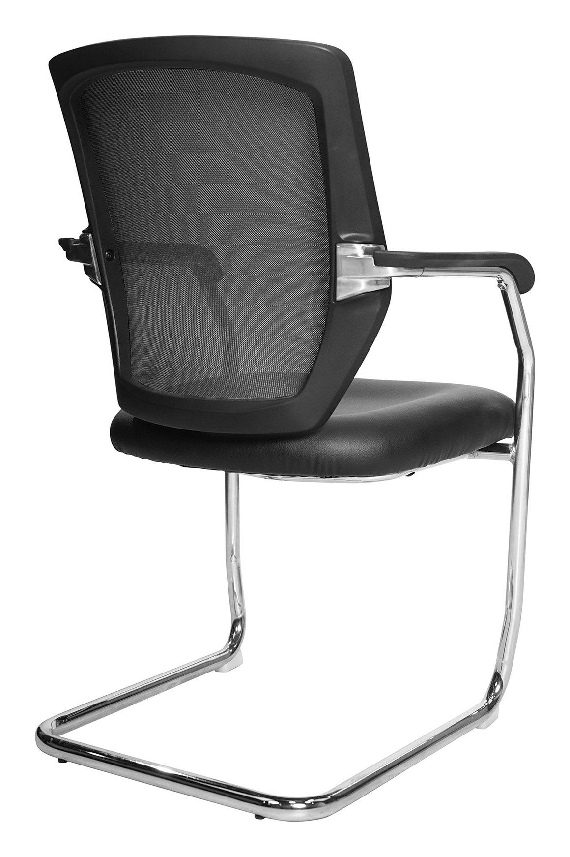 Nexus Two Tone Medium Back Mesh Visitor Chair with Vinyl Seat in black, view 3
