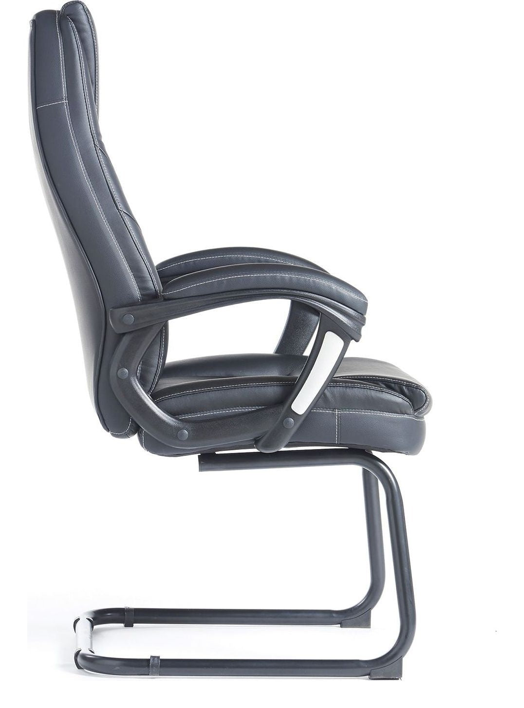 Noble Leather Visitor Chair in black from the side