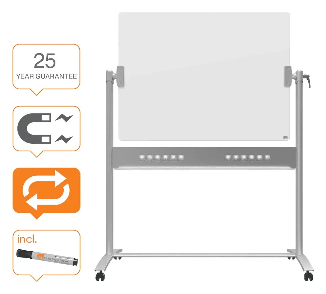 Nobo Brilliant White Glass Mobile Whiteboard 1200 x 900mm, view 3