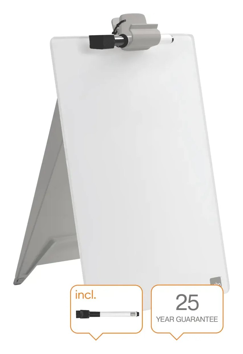 Nobo Desktop Whiteboard Easel with Dry Erase Glass Surface 216 x 297mm, view 11