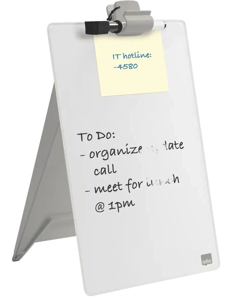 Nobo Desktop Whiteboard Easel with Dry Erase Glass Surface 216 x 297mm, view 4