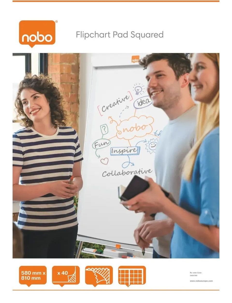 Nobo Flipchart Pad Squared 580 x 810mm
