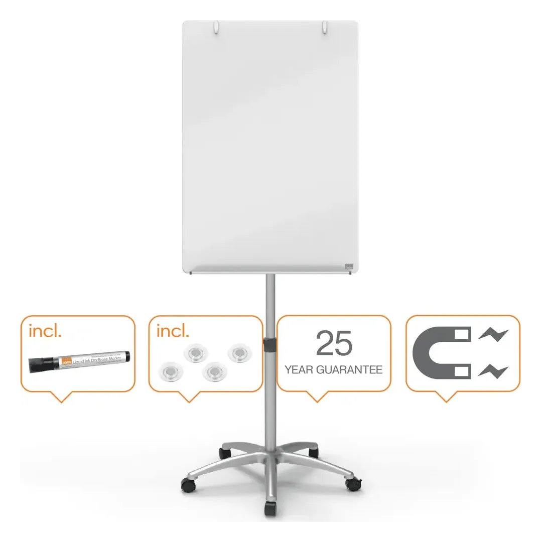 Nobo Glass Mobile Easel Brilliant White