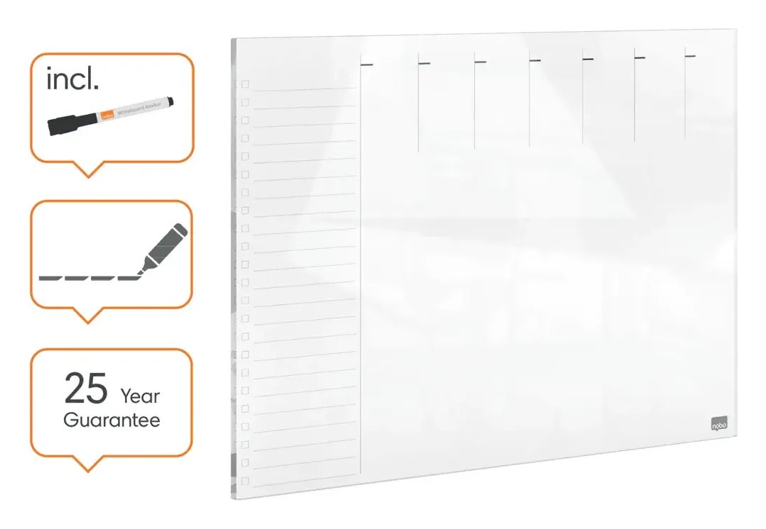 Nobo Glass Weekly Planner Whiteboard 430 x 560mm, view 6