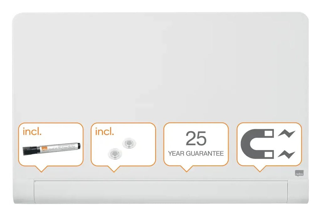 Nobo Impression Pro Glass Magnetic Whiteboard Concealed Pen Tray