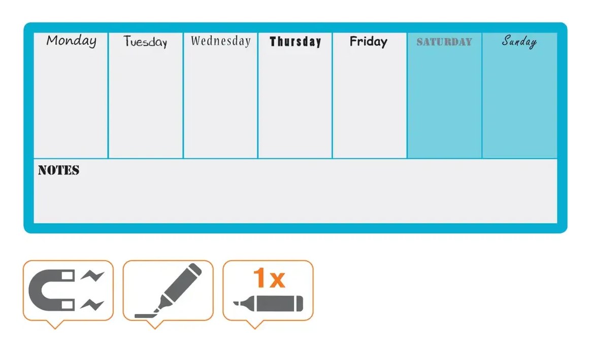 Nobo Mini Magnetic Whiteboard Weekly Planner, view 5