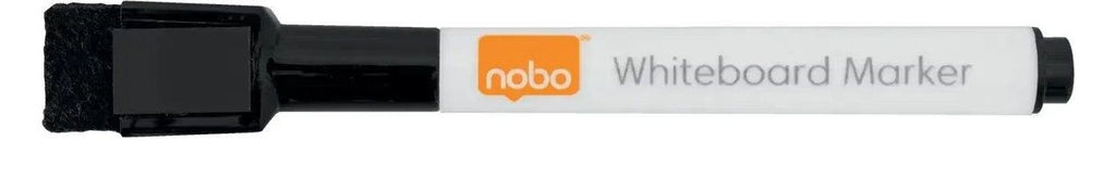 Nobo Mini Whiteboard Pen with Magnetic Eraser Cap 6 Pack, Black