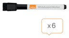 Nobo Mini Whiteboard Pen with Magnetic Eraser Cap 6 Pack, Black, view 2