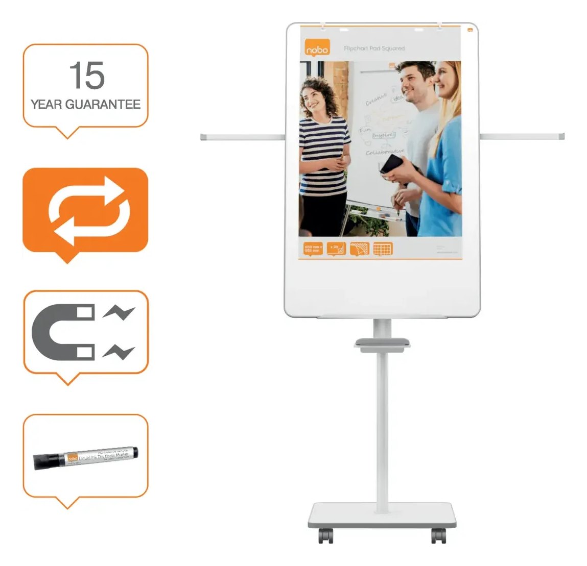 Nobo Move & Meet Mobile Magnetic Flipchart Easel 680 x 1040mm, view 2