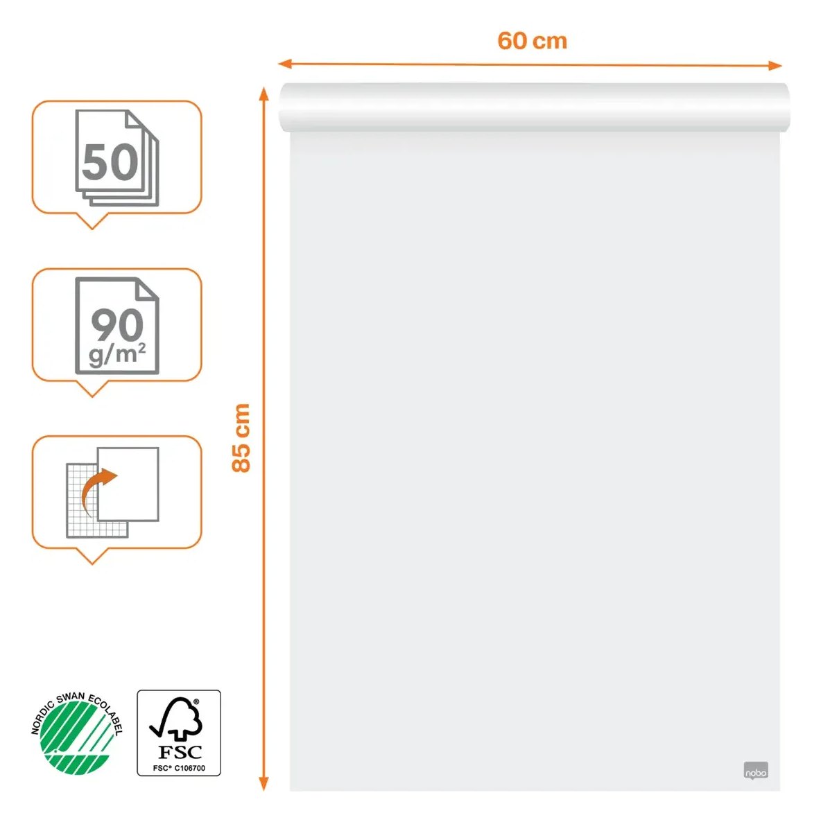 Nobo Premium Flipchart Pad 60 x 85cm, view 2