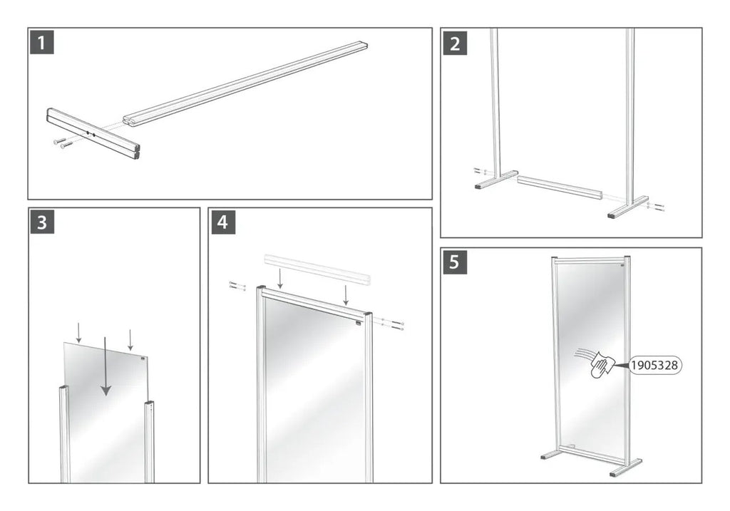 Nobo Premium Plus Clear Acrylic Protective Room Divider Screen Modular System 600 x 1800mm, view 10