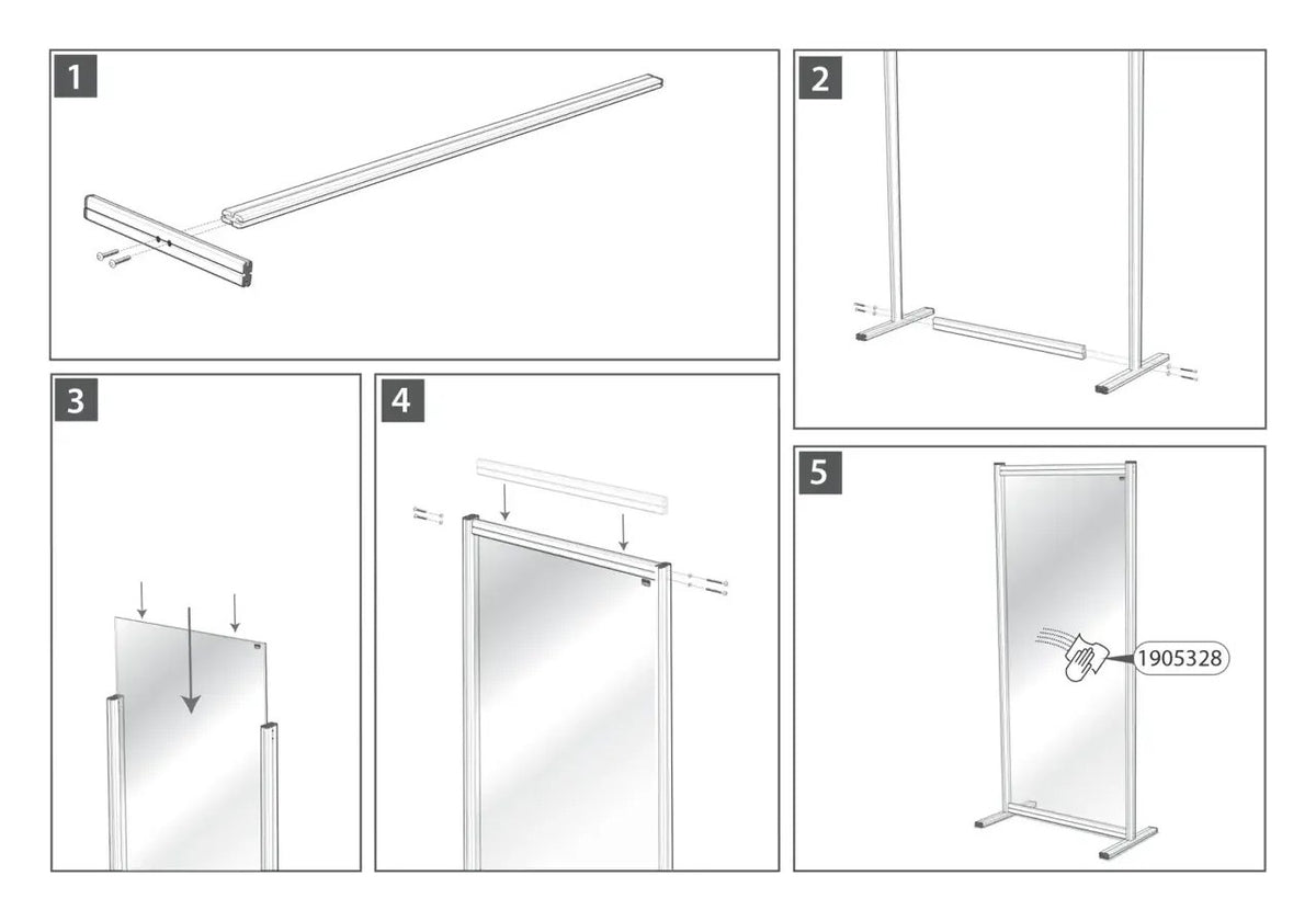 Nobo Premium Plus Clear Acrylic Protective Room Divider Screen Modular System 600 x 1800mm, view 10