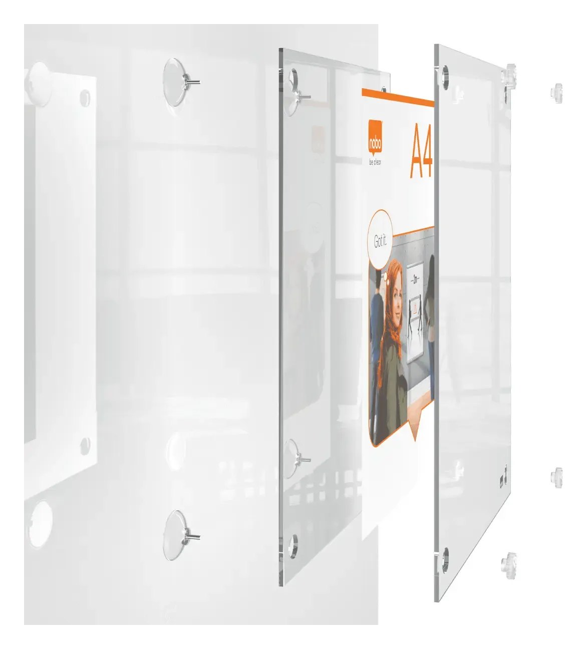 Nobo Premium Plus Clear Acrylic Wall Mounted Repositionable Poster Frame A4, view 11