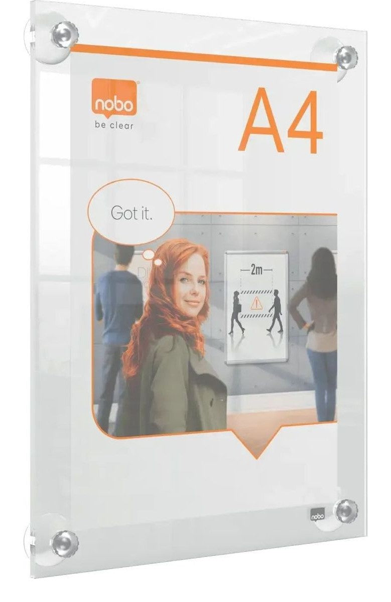 Nobo Premium Plus Clear Acrylic Wall Mounted Repositionable Poster Frame A4, view 5