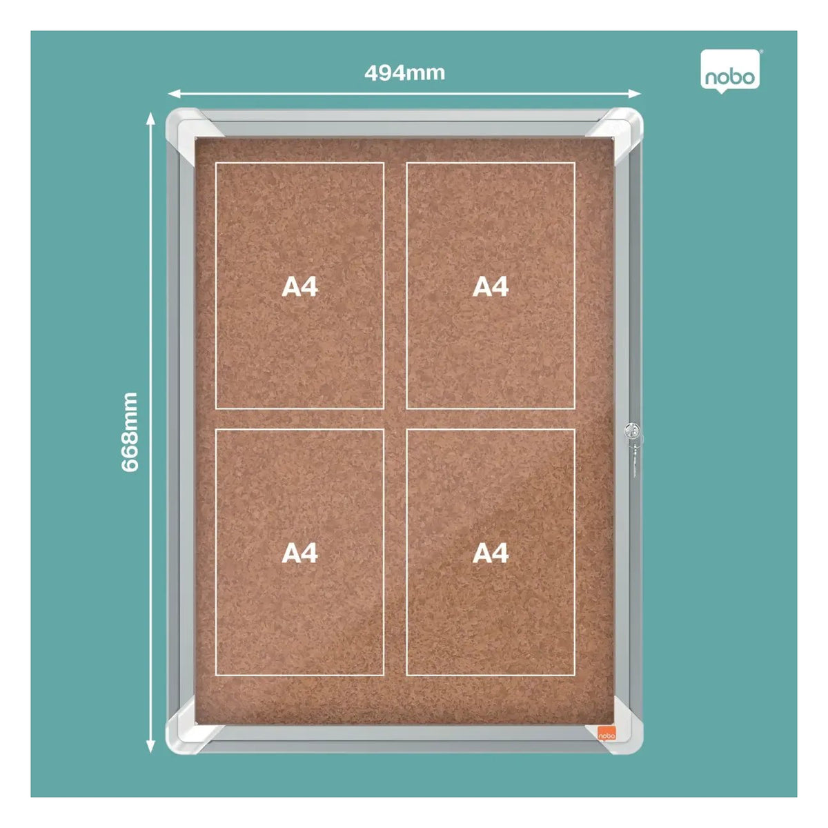 Nobo Premium Plus Indoor Cork Lockable Notice Board, view 10