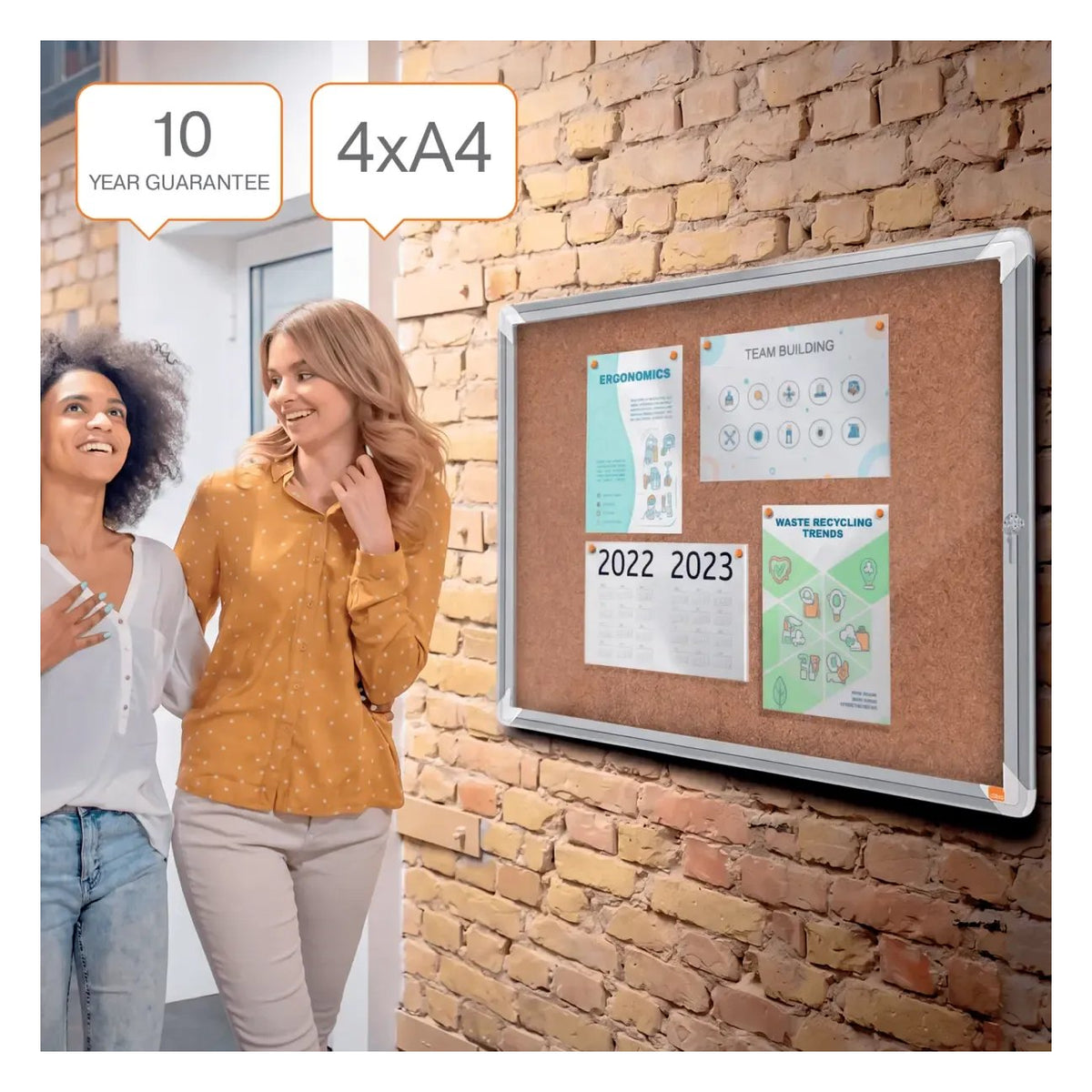 Nobo Premium Plus Indoor Cork Lockable Notice Board, view 7