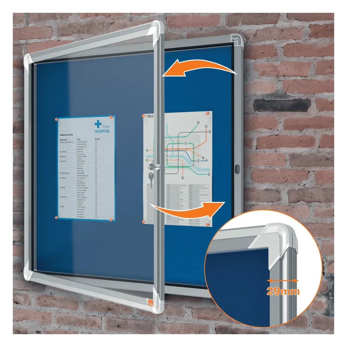 Nobo Premium Plus Indoor Felt Lockable Notice Board, view 11