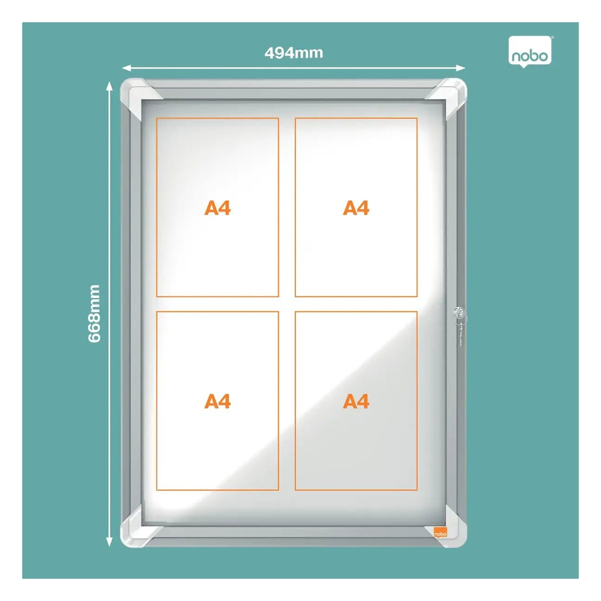 Nobo Premium Plus Indoor Magnetic Lockable Notice Board, view 8