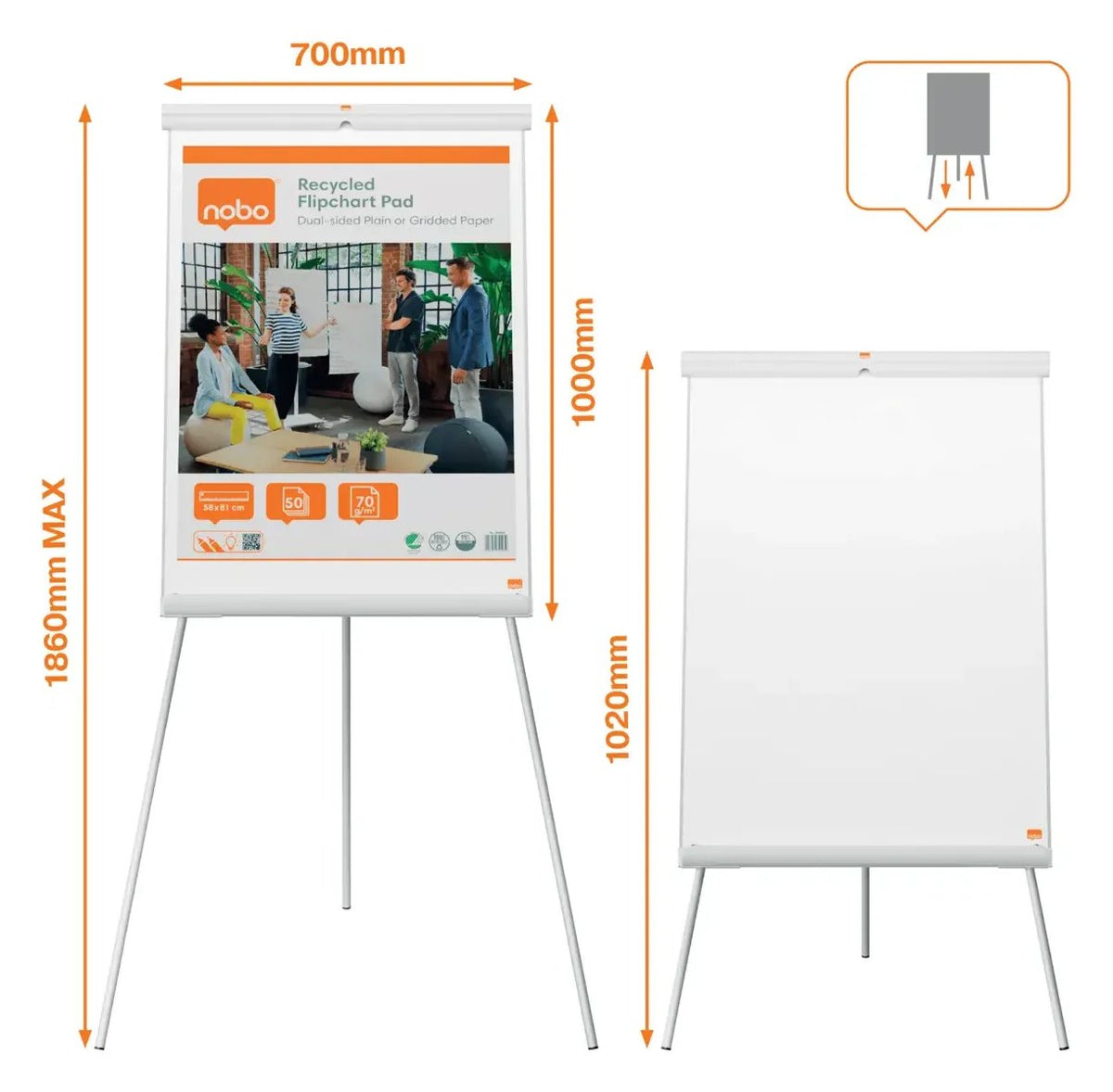 Nobo Premium Plus Tripod Steel Magnetic Whiteboard Easel, view 5