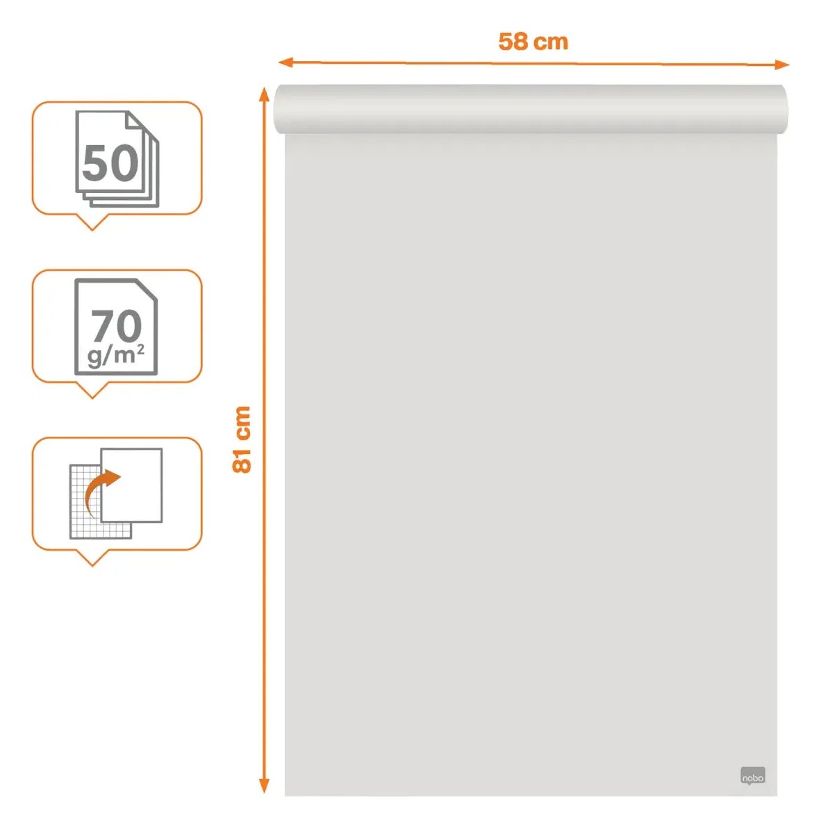 Nobo Recycled Flipchart Pad 58 x 81cm, view 2