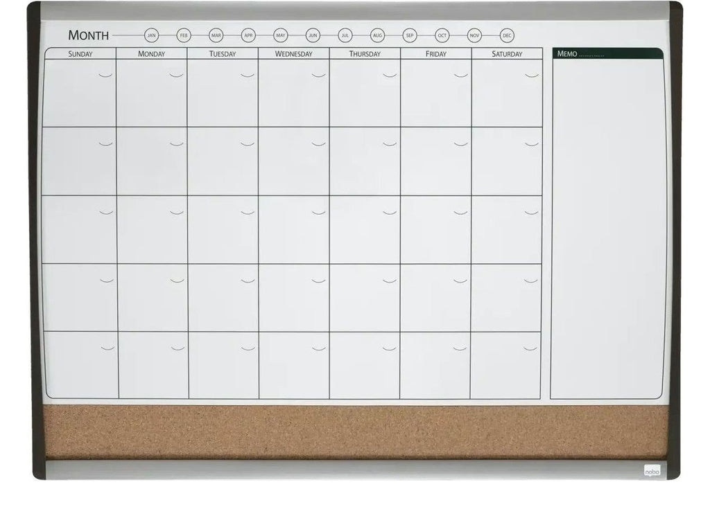 Nobo Small Magnetic Whiteboard Planner with Cork Notice Board 585 x 430mm