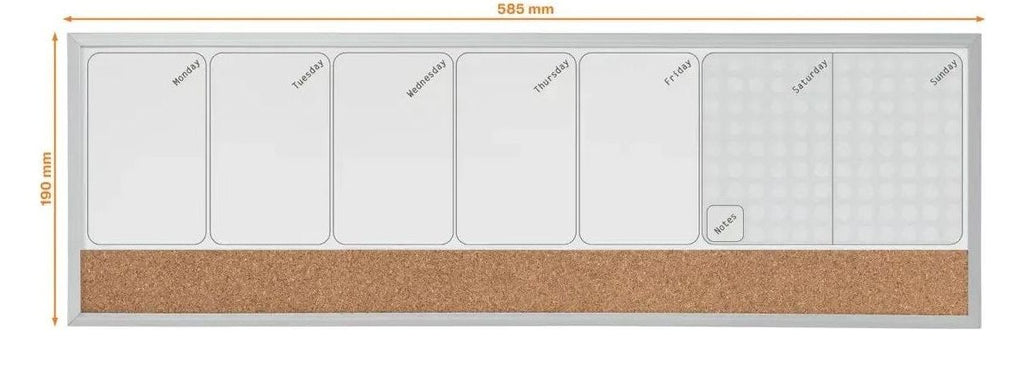 Nobo Small Magnetic Whiteboard Weekly Planner 585 x 190mm, view 3