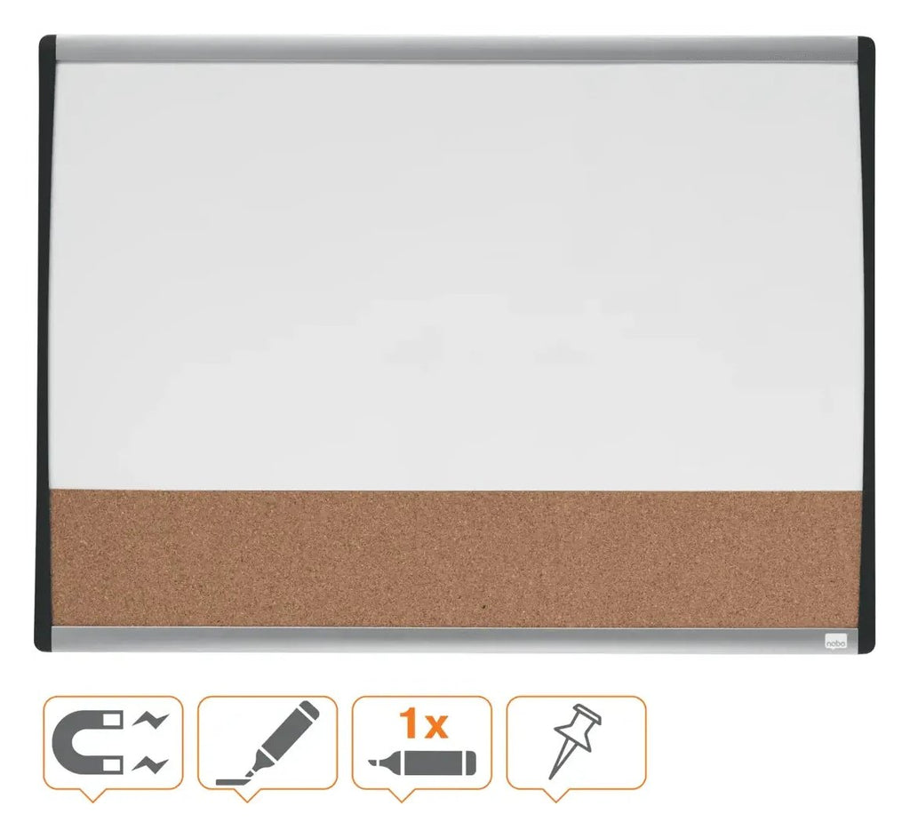 Nobo Small Magnetic Whiteboard with Cork Notice Board 585 x 430mm, view 4