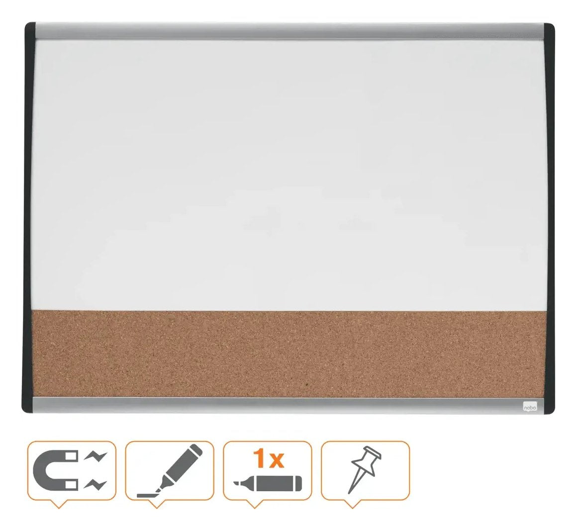 Nobo Small Magnetic Whiteboard with Cork Notice Board 585 x 430mm, view 4