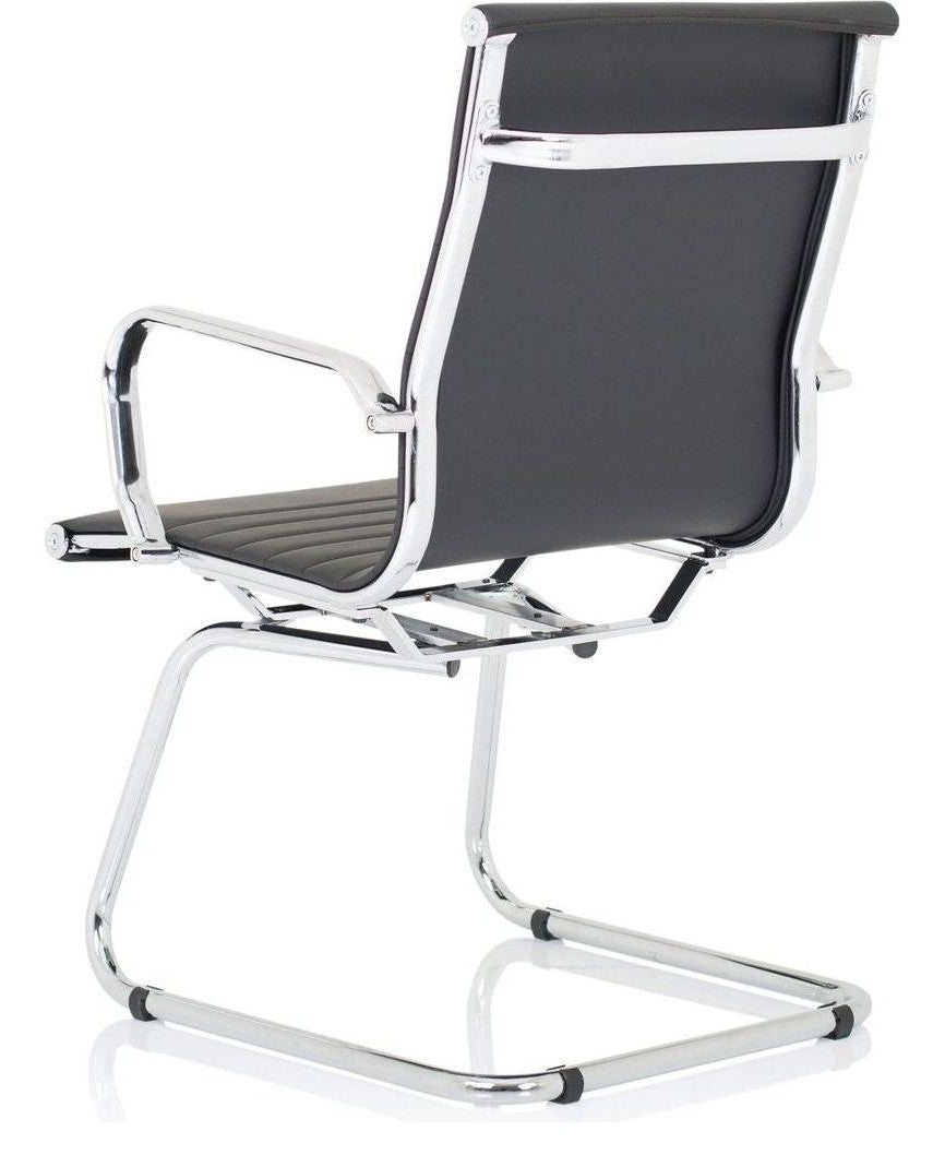 Nola Black Leather Cantilever Visitor Chair, black leather, another view 4