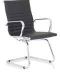 Nola Black Leather Cantilever Visitor Chair, black leather