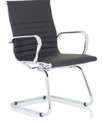 Nola Black Leather Cantilever Visitor Chair, black leather