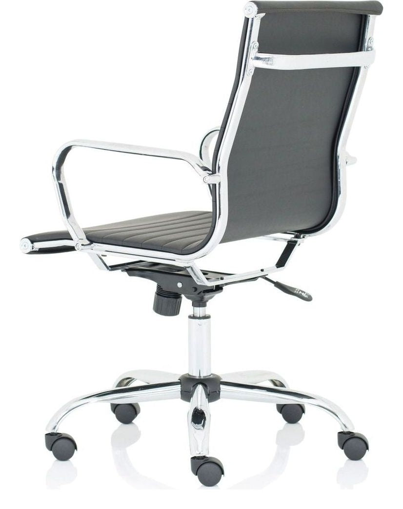 Nola Black Leather Executive Chair, medium back, black leather, another view 4