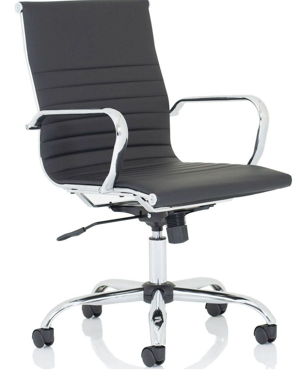Nola Black Leather Executive Chair, medium back, black leather