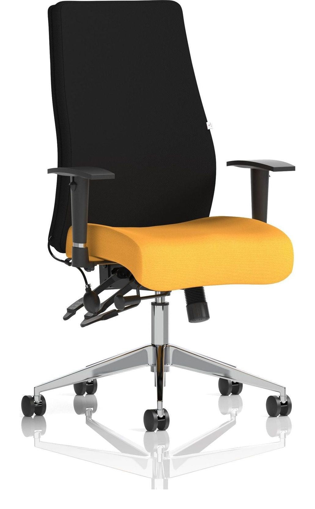 Onyx Bespoke Ergonomic Posture Chair, yellow, black back, no headrest