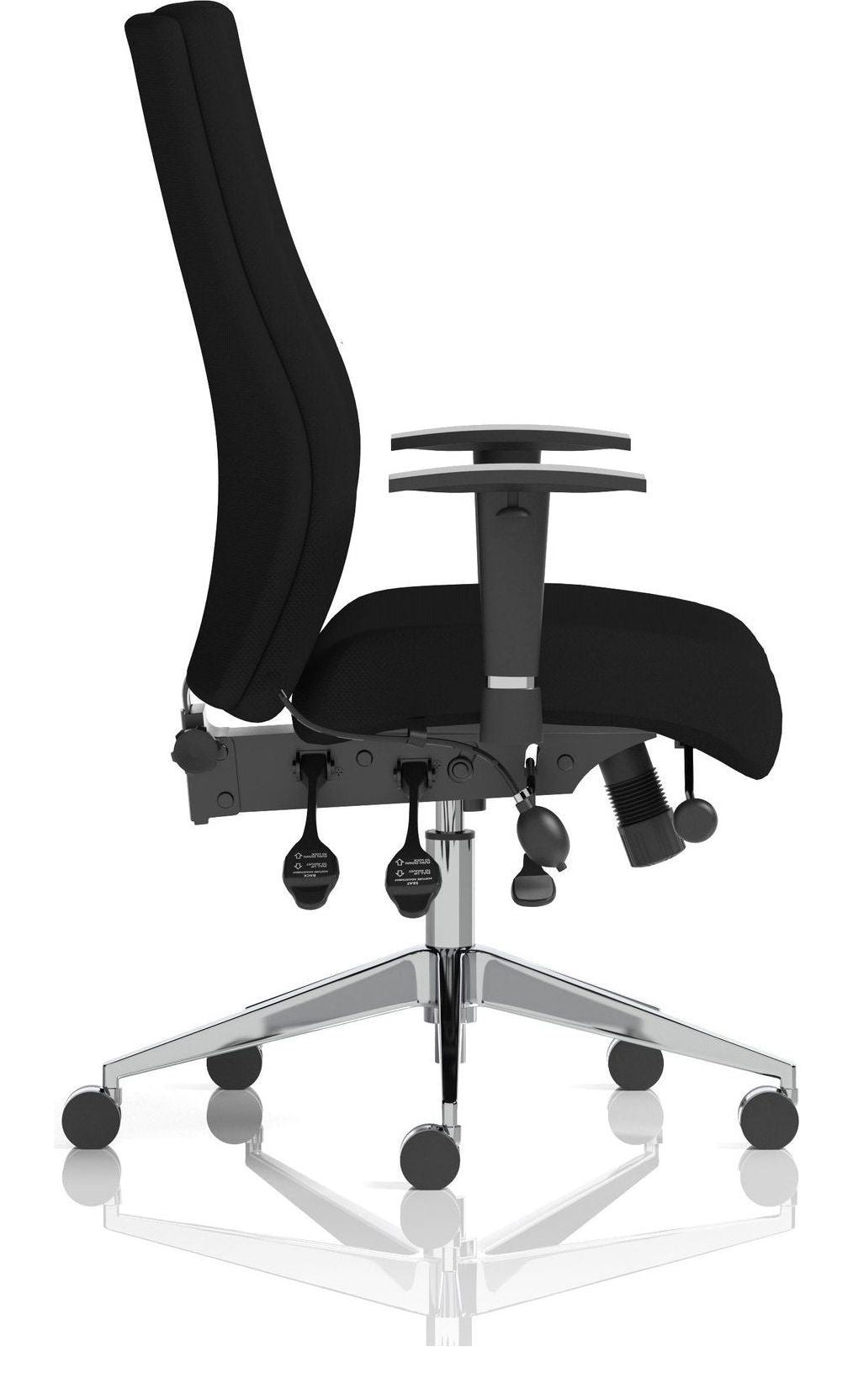 Onyx Fabric Ergonomic Posture Chair, black fabric, no headrest, another view 2