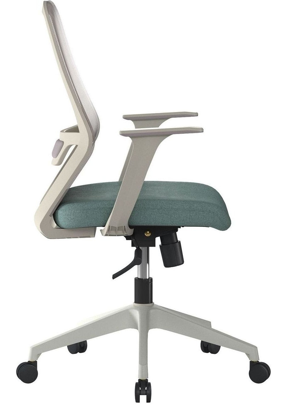 Orbit Two Tone High Back Mesh Chair in grey back, teal seat, view 2