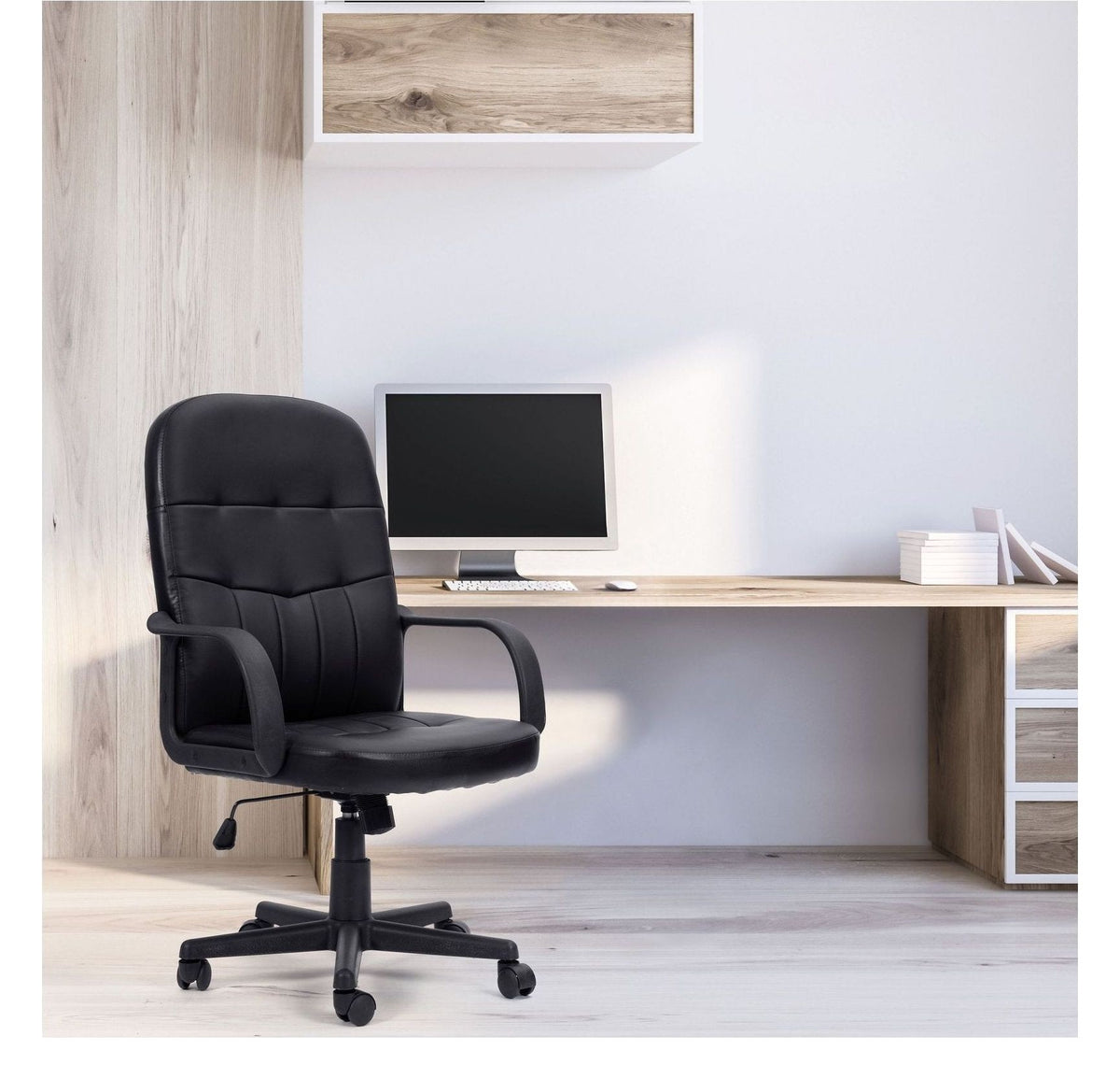 Orion High Back Leather Manager Chair in black, view 5